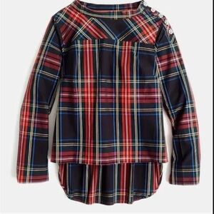 Women's J Crew Stewart Tartan Jeweled Pop Over Top Size 0